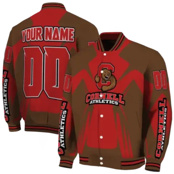 personalized cornell big red spider mark red brown varsity jacket fashion forward.webp