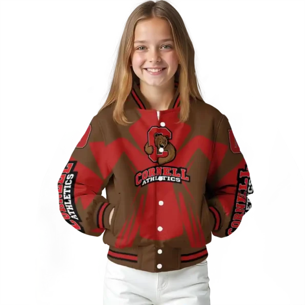 personalized cornell big red spider mark red brown varsity jacket top rated.webp