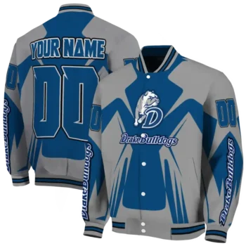 personalized drake bulldogs spider mark blue gray varsity jacket fashion forward.webp