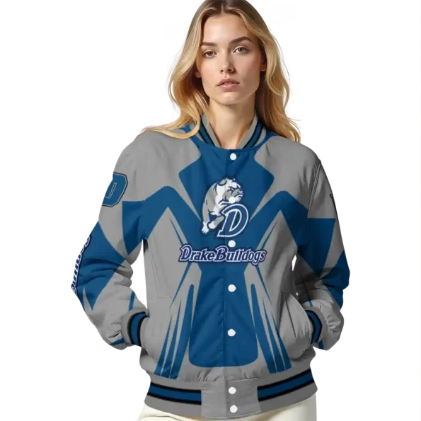 personalized drake bulldogs spider mark blue gray varsity jacket latest model.webp