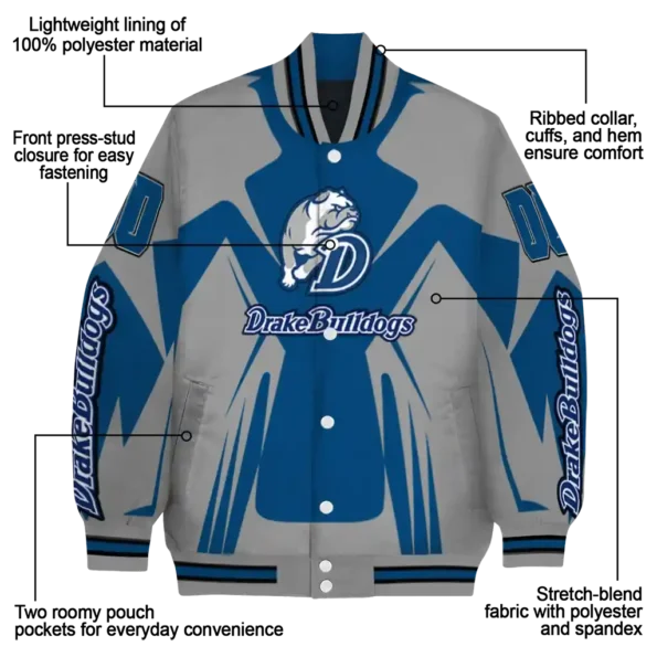 personalized drake bulldogs spider mark blue gray varsity jacket new arrival.webp