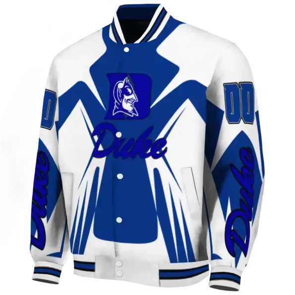 personalized duke blue devils spider mark blue white varsity jacket best selling.webp