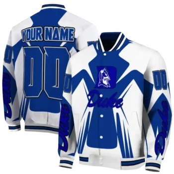 personalized duke blue devils spider mark blue white varsity jacket fashion forward.webp
