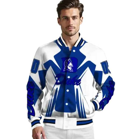 personalized duke blue devils spider mark blue white varsity jacket high quality.webp