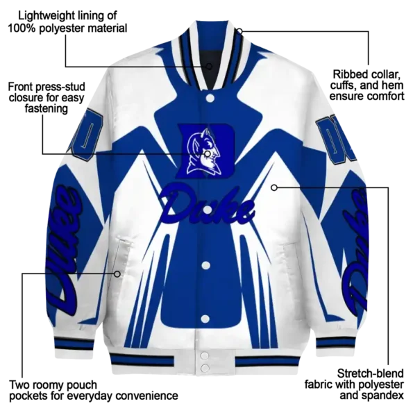 personalized duke blue devils spider mark blue white varsity jacket new arrival.webp