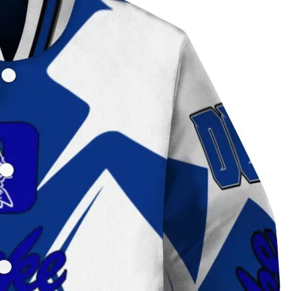 personalized duke blue devils spider mark blue white varsity jacket premium grade.webp