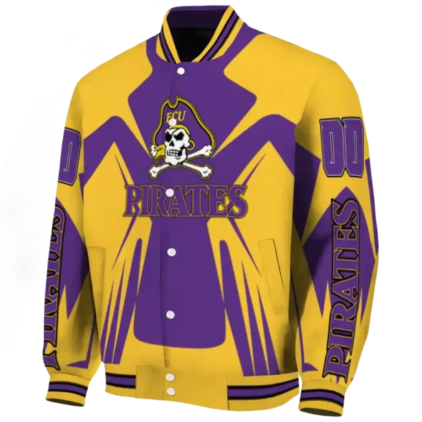 personalized east carolina pirates spider mark purple gold varsity jacket best selling.webp