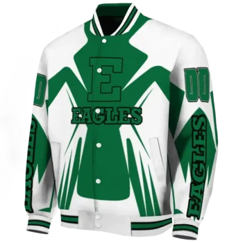 personalized eastern michigan eagles spider mark green white varsity jacket best selling.webp