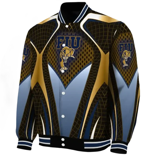 personalized fiu panthers mesh chest gold black varsity jacket best selling
