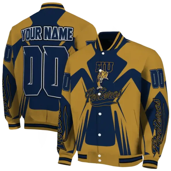 personalized fiu panthers spider mark blue gold varsity jacket fashion forward.webp