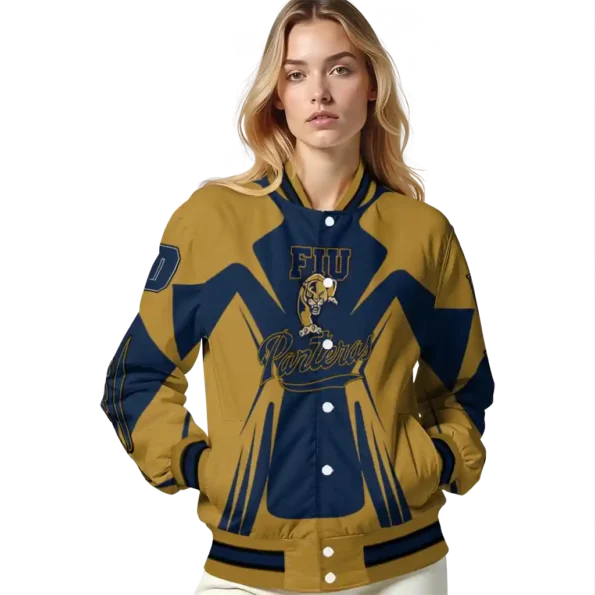 personalized fiu panthers spider mark blue gold varsity jacket latest model.webp