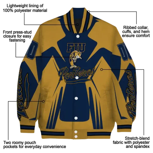 personalized fiu panthers spider mark blue gold varsity jacket new arrival.webp