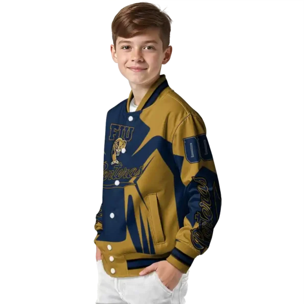 personalized fiu panthers spider mark blue gold varsity jacket trendy.webp