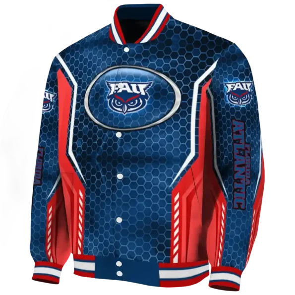 personalized florida atlantic owls power plate blue varsity jacket best selling