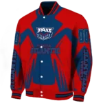 personalized florida atlantic owls spider mark blue red varsity jacket best selling.webp