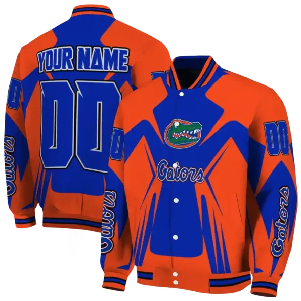 personalized florida gators spider mark blue orange varsity jacket fashion forward.webp