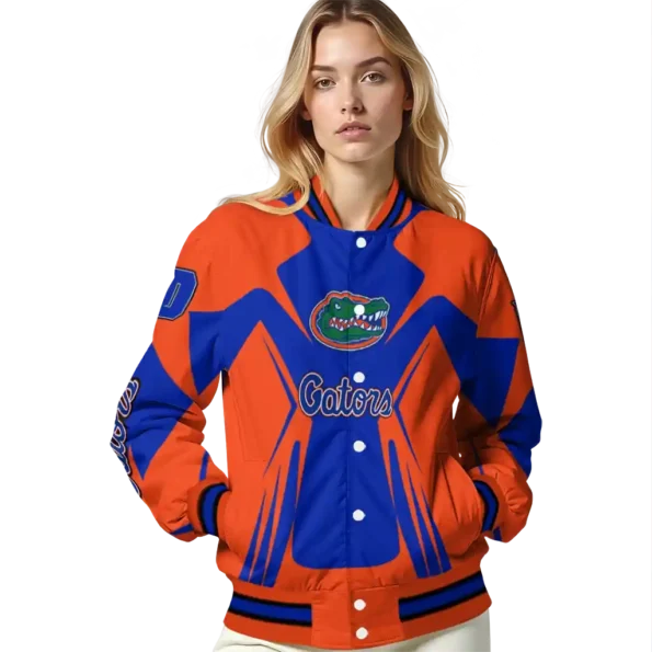 personalized florida gators spider mark blue orange varsity jacket latest model.webp