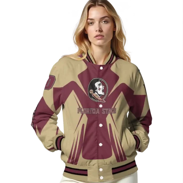 personalized florida state seminoles spider mark garnet gold varsity jacket latest model.webp