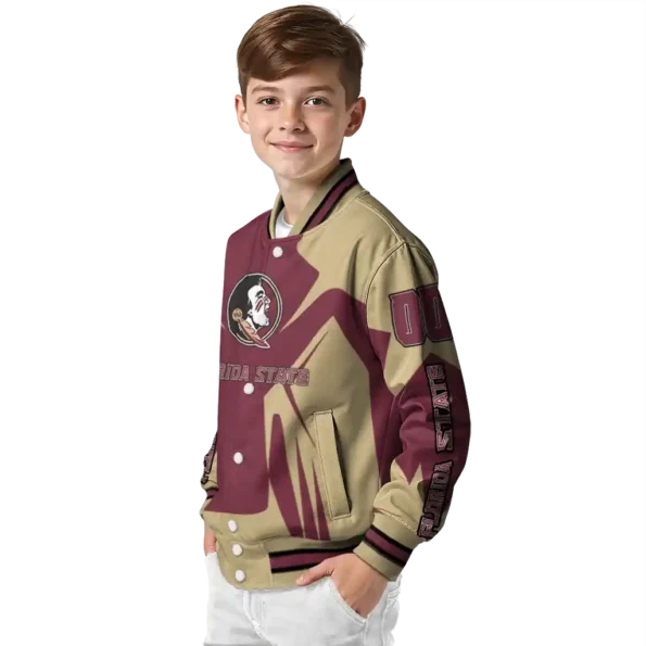 personalized florida state seminoles spider mark garnet gold varsity jacket trendy.webp