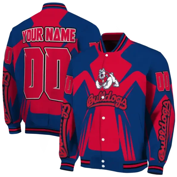 personalized fresno state bulldogs spider mark red blue varsity jacket fashion forward.webp