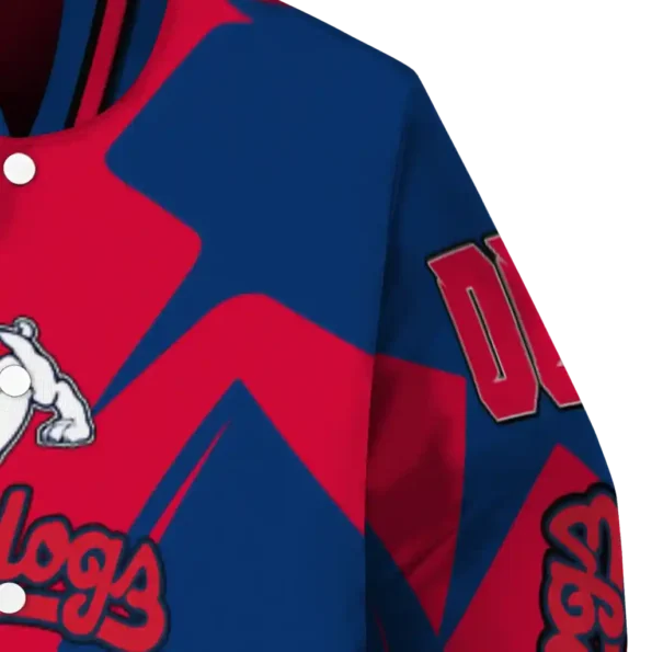personalized fresno state bulldogs spider mark red blue varsity jacket premium grade.webp