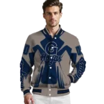 personalized georgetown hoyas spider mark blue grey varsity jacket best selling.webp