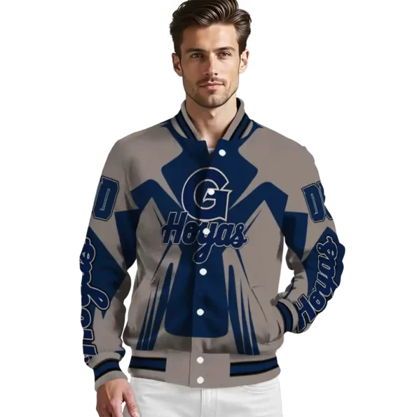 personalized georgetown hoyas spider mark blue grey varsity jacket high quality.webp