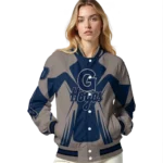 personalized georgetown hoyas spider mark blue grey varsity jacket best selling.webp