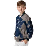 personalized georgetown hoyas spider mark blue grey varsity jacket best selling.webp