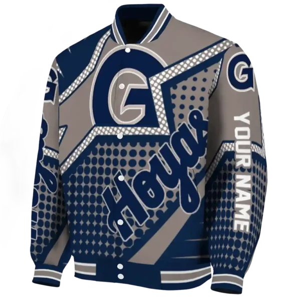 personalized georgetown hoyas star burst blue varsity jacket best selling