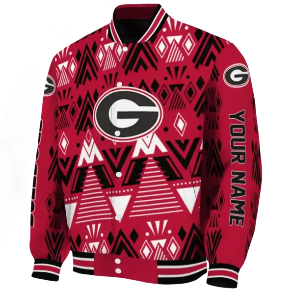 personalized georgia bulldogs pyramid shapes red varsity jacket best selling