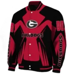 personalized georgia bulldogs spider mark red black varsity jacket best selling.webp