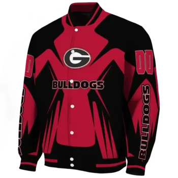 personalized georgia bulldogs spider mark red black varsity jacket best selling.webp