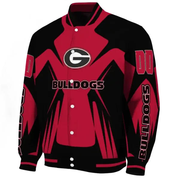 personalized georgia bulldogs spider mark red black varsity jacket best selling.webp