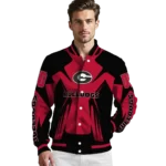 personalized georgia bulldogs spider mark red black varsity jacket best selling.webp