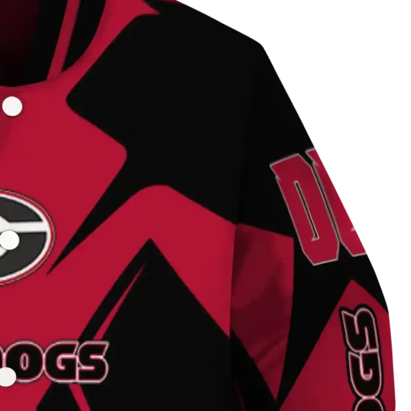 personalized georgia bulldogs spider mark red black varsity jacket premium grade.webp