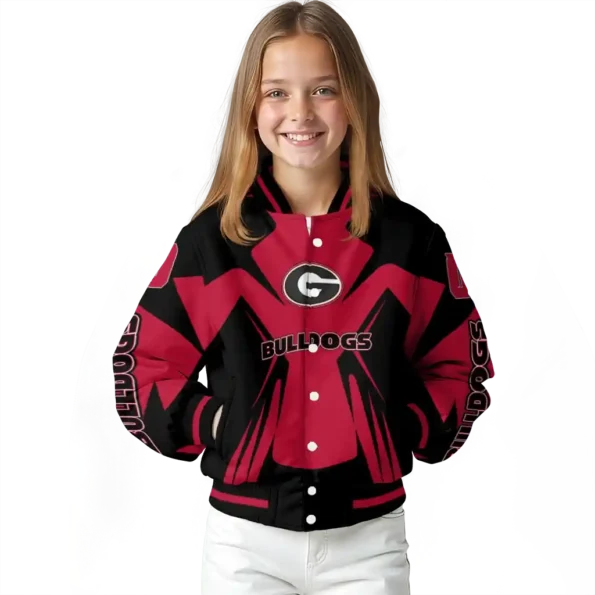 personalized georgia bulldogs spider mark red black varsity jacket top rated.webp