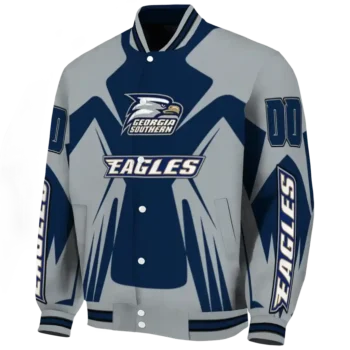 personalized georgia southern eagles spider mark blue grey varsity jacket best selling.webp