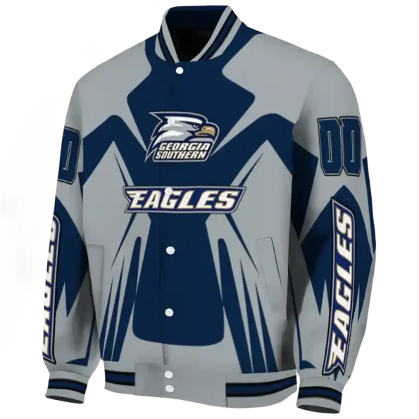 personalized georgia southern eagles spider mark blue grey varsity jacket best selling.webp