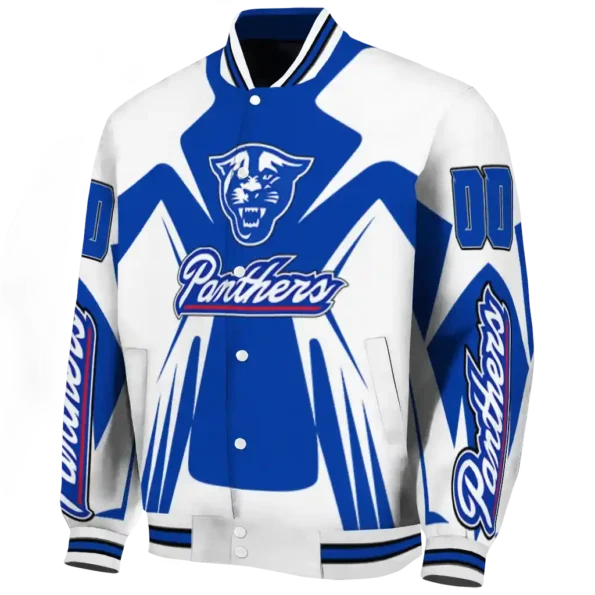personalized georgia state panthers spider mark blue white varsity jacket best selling