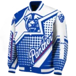 personalized georgia state panthers star burst blue varsity jacket best selling.webp