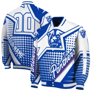 personalized georgia state panthers star burst blue varsity jacket fashion forward.webp