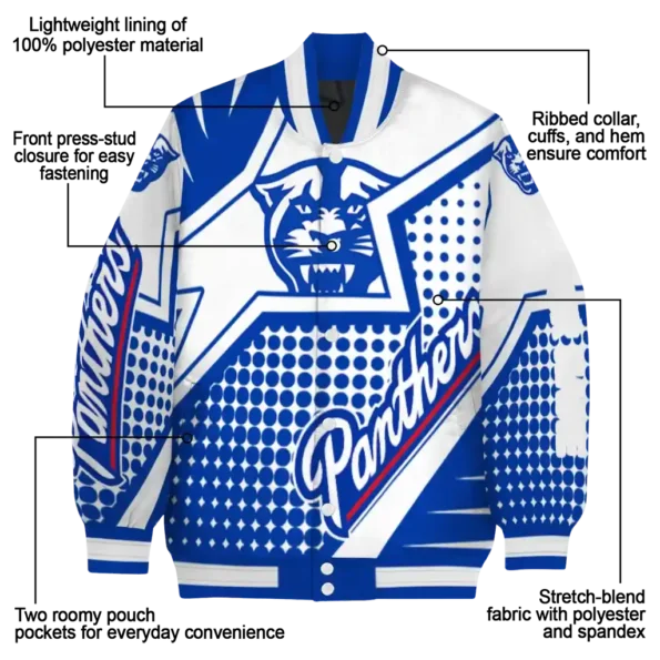 personalized georgia state panthers star burst blue varsity jacket new arrival.webp