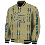 personalized georgia tech yellow jackets bolt stripe gold varsity jacket best selling.webp