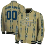 personalized georgia tech yellow jackets bolt stripe gold varsity jacket best selling.webp