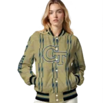 personalized georgia tech yellow jackets bolt stripe gold varsity jacket best selling.webp