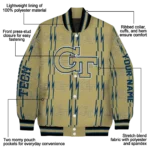 personalized georgia tech yellow jackets bolt stripe gold varsity jacket best selling.webp