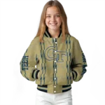 personalized georgia tech yellow jackets bolt stripe gold varsity jacket best selling.webp