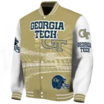 personalized georgia tech yellow jackets ferris arena gold white varsity jacket best selling.webp