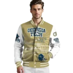 personalized georgia tech yellow jackets ferris arena gold white varsity jacket best selling.webp